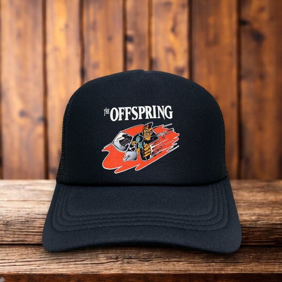 The Offspring Mens Trucker Hat Black Snapback Punk Rock 90s Band Music Ball Cap - Picture 1 of 4